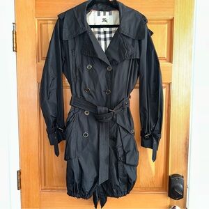 Burberry belted trench coat with hood